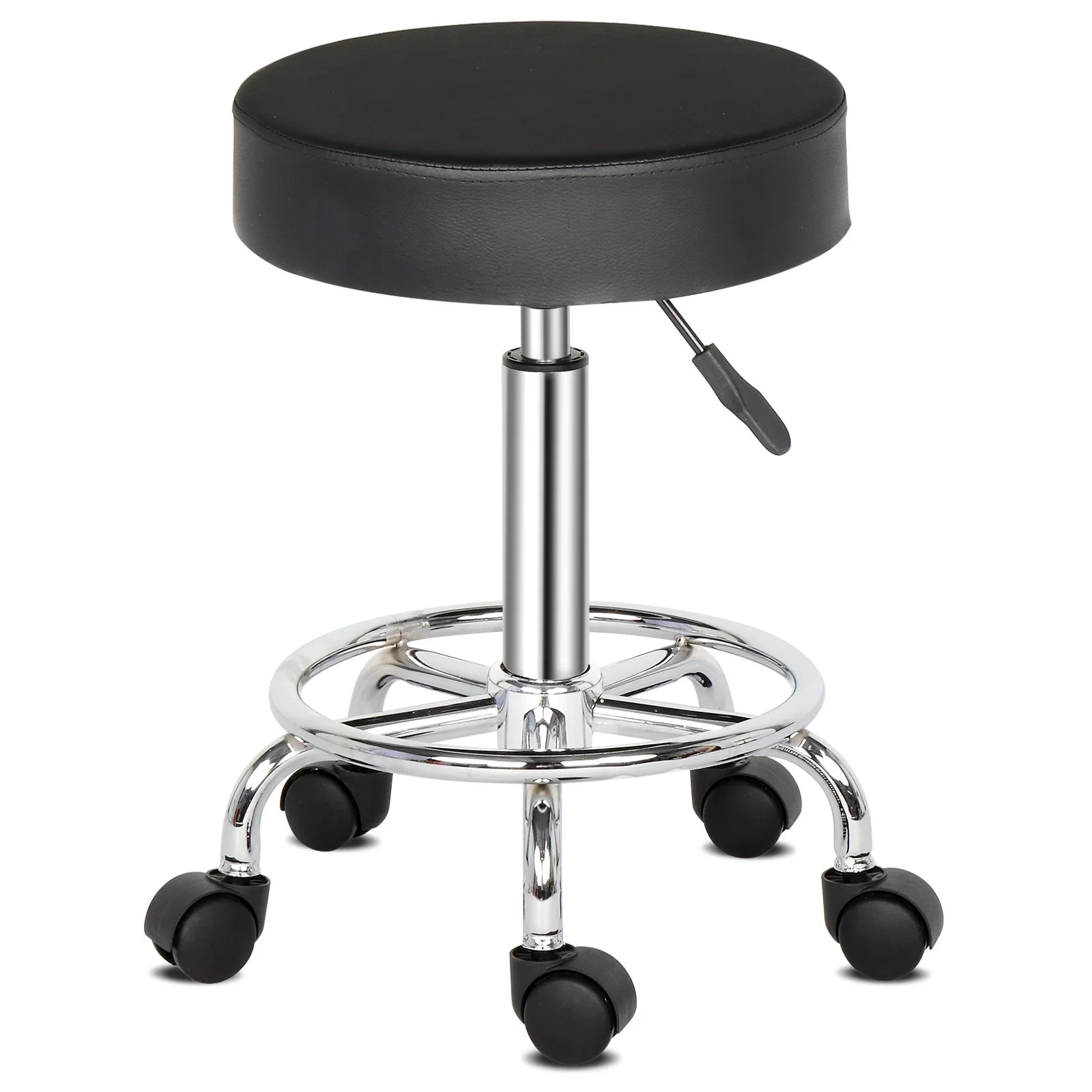 Semi-pu Leather Sgs Certified Air Bar Shaped Cotton 8cm Thickness Nylon Wheel 150kg Black Technician Stool Rou