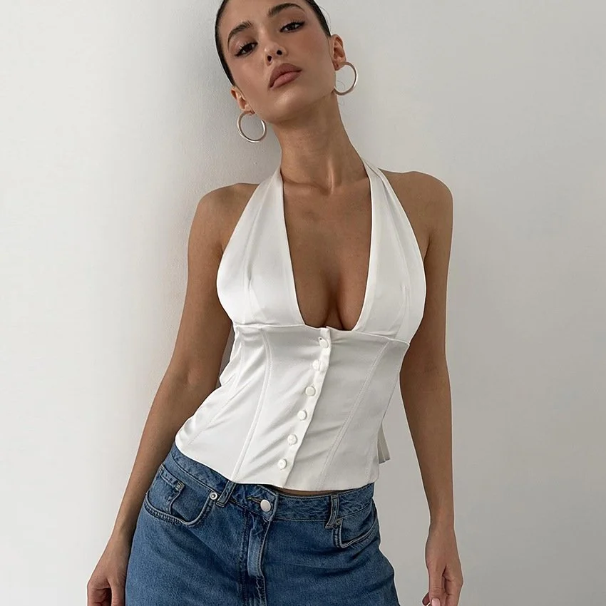 Sexy Halter Neck Waist Cincher Top