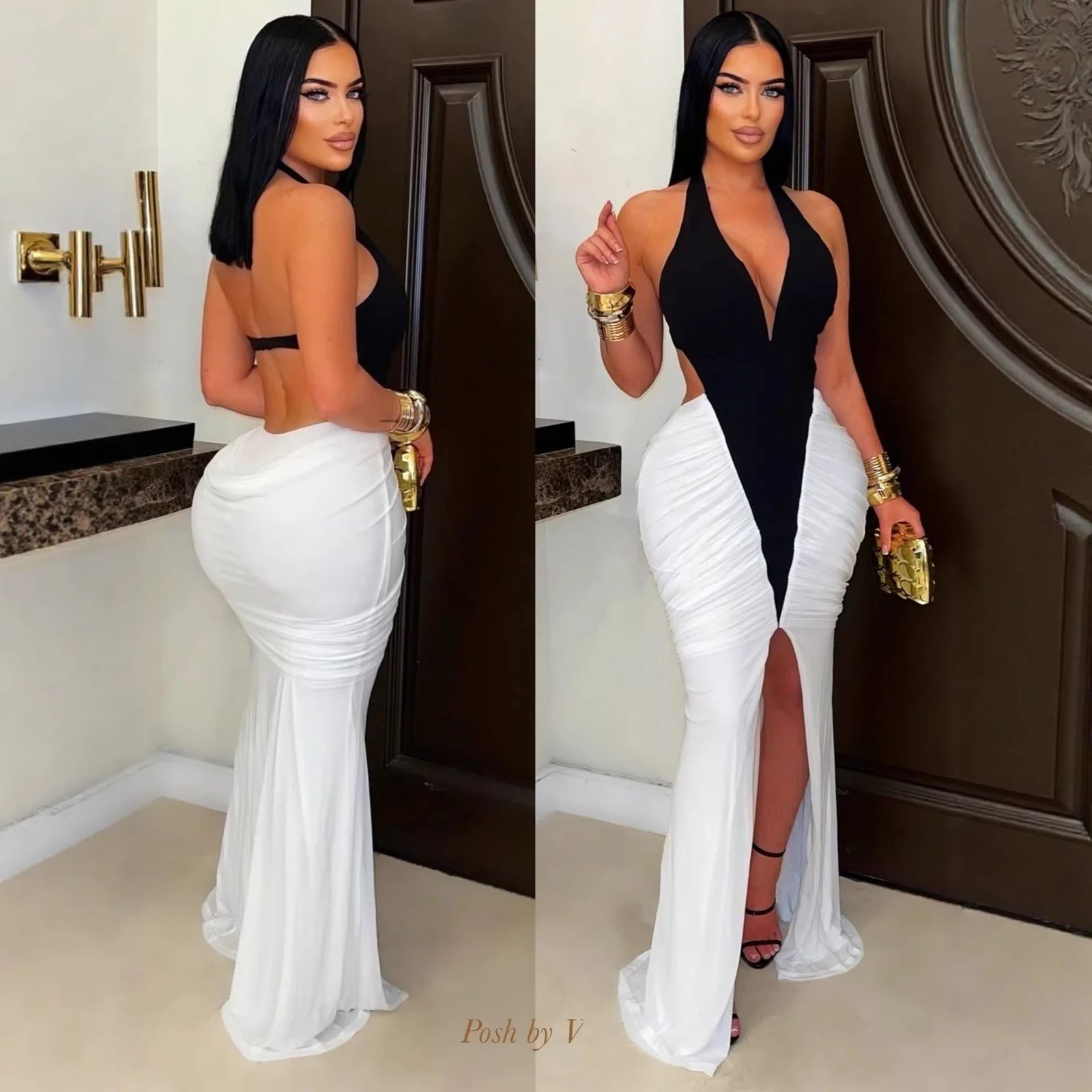 Sexy Strapless Arm-cinching Pleated Tulle Maxi Dress