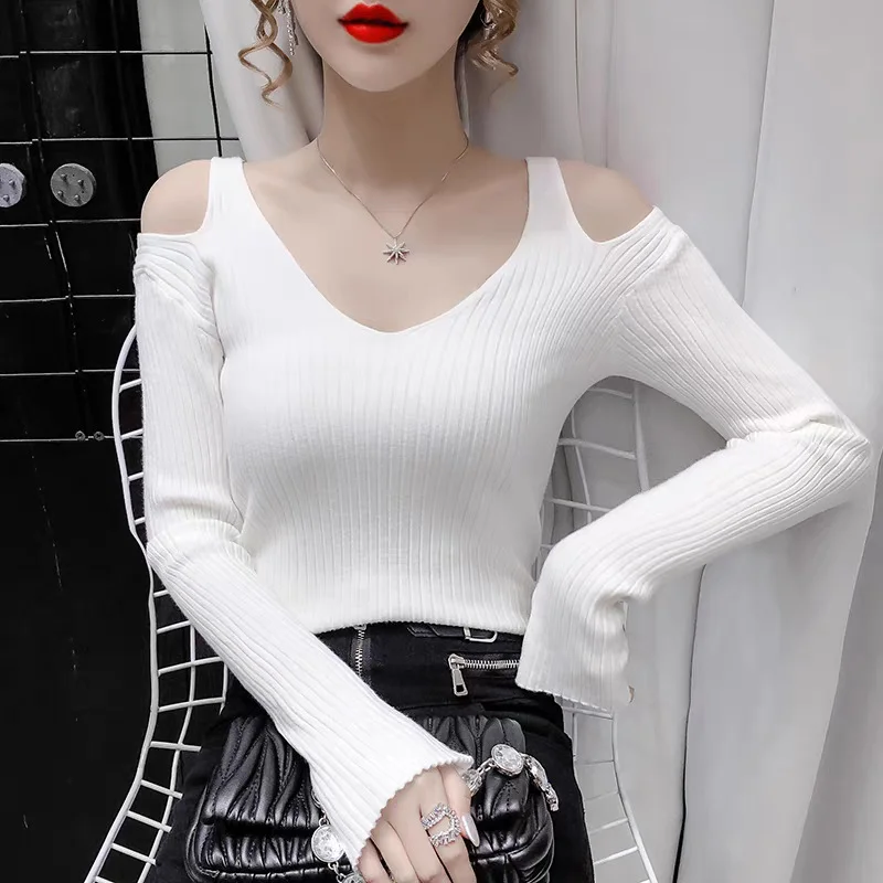 Slim-fit Elegant V-neck All-matching Western Style Bottoming Sweater
