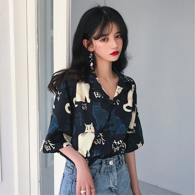 Slimming Floral Short-sleeve Top for Women