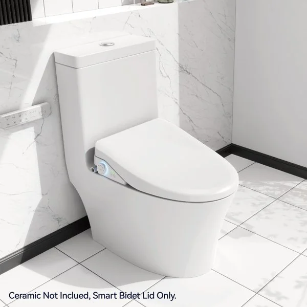 Smart Toilet with Side Knob Adjustable Heated Seat, Water Temperature and Pressure Adjustment Function, Portab