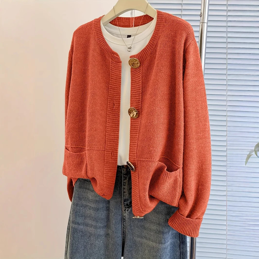 Solid Color Fashion Street Versatile Thick Needle Sweater Cardigan