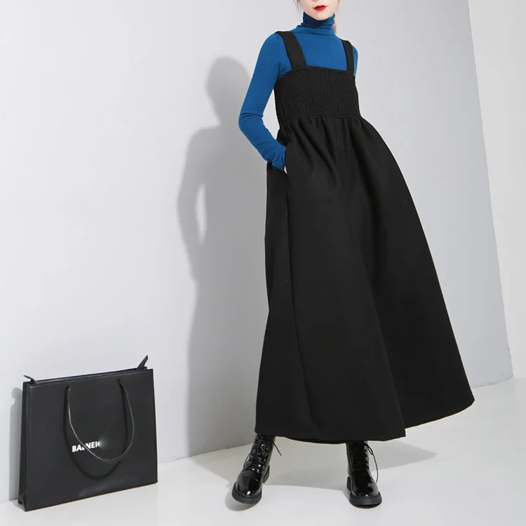 Spring And Summer Pleated Suspender Loose One-piece Oversized Wide-leg Pants
