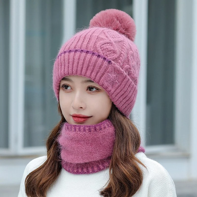 Stay Warm in Style with Embroidered Scarf & Hat Set