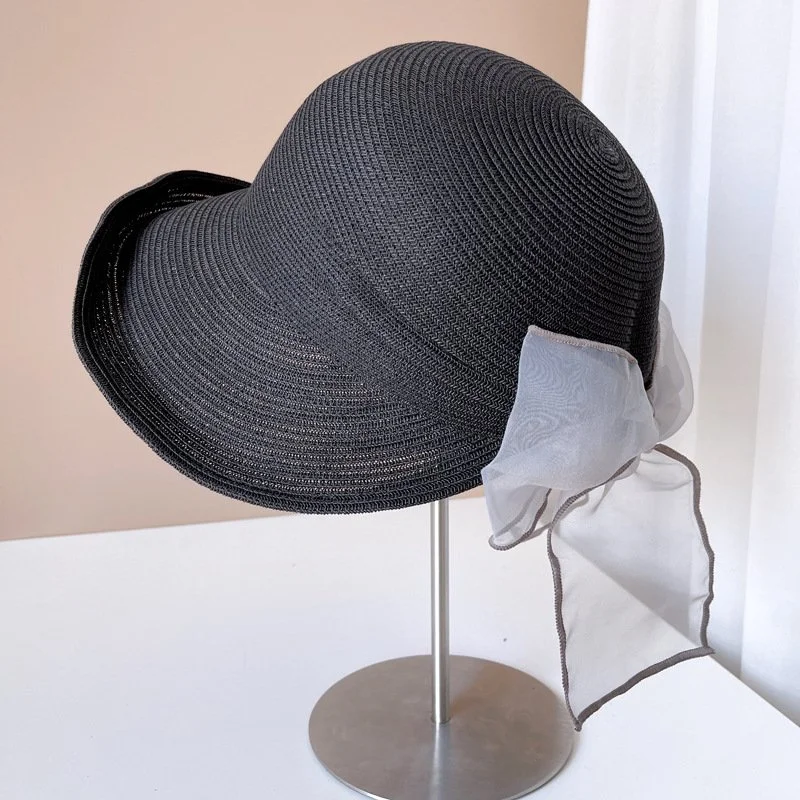Summer Sun Protection Bowknot Straw Hat for Women