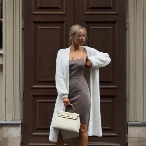 Sweater Cardigan Jacket White Versatile Women's Clothing