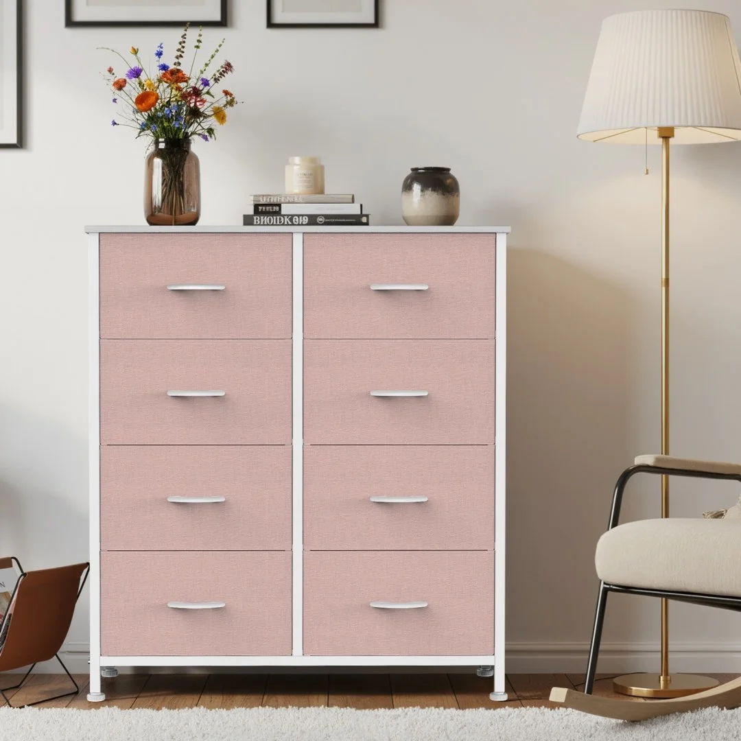 Tall Dresser Fabric Storage Tower ,wooden Top for Kid Room, Closet, Entryway, Nursery