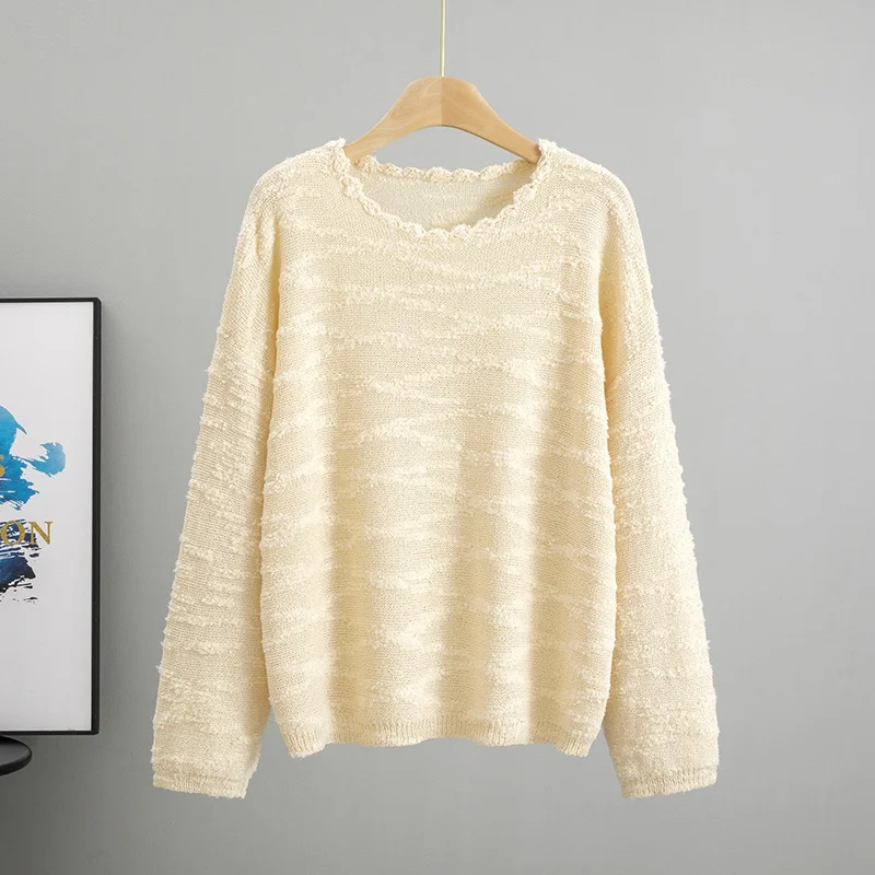 Temperament Crew Neck Loose Oversized Knit Female Fashion Tops