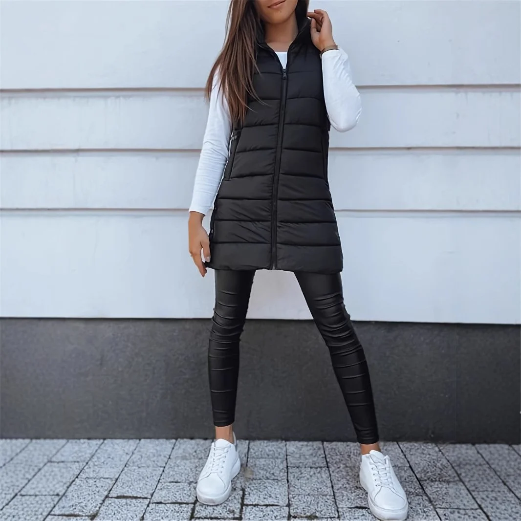 Thick Hooded Quilted Vest Coat for Women
