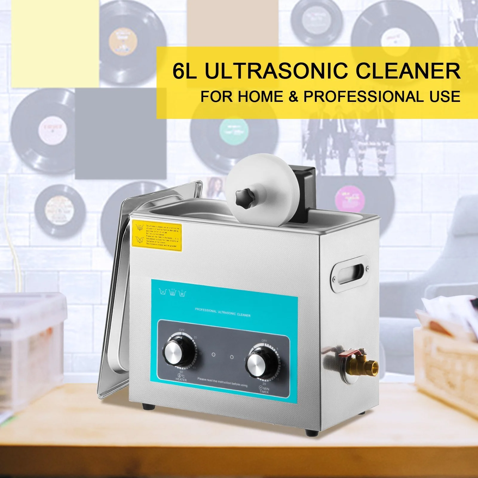 Ultrasonic Vinyl Record Cleaner 6l 40khz Vinyl Ultrasonic Cleaning Machine Knob Control Record Ultrasonic Clea