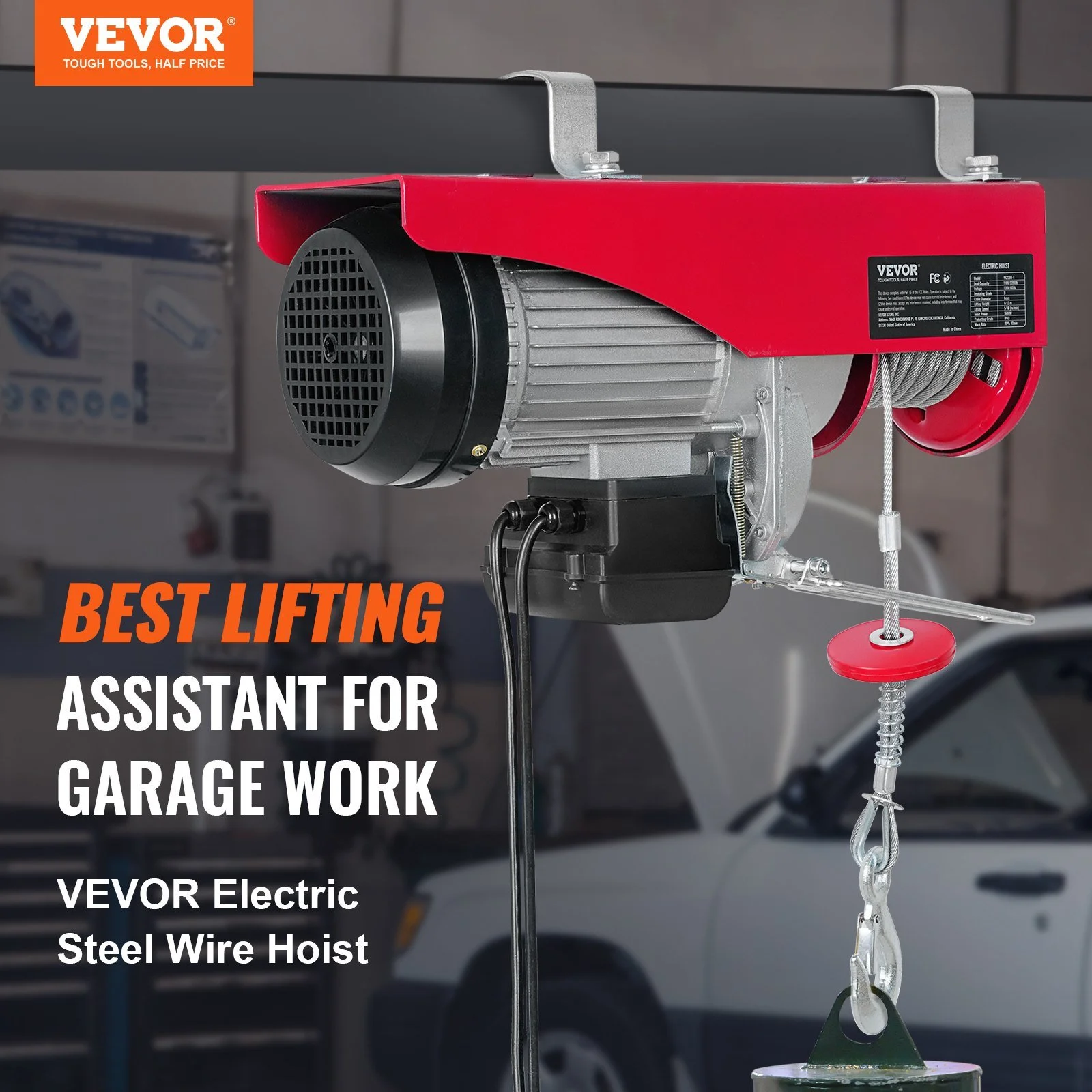 Vevor 2200 Lbs Attic Lift, 1600w 110v Electric Hoist with 14ft Wired Remote Control, 40ft Single Cable Lifting