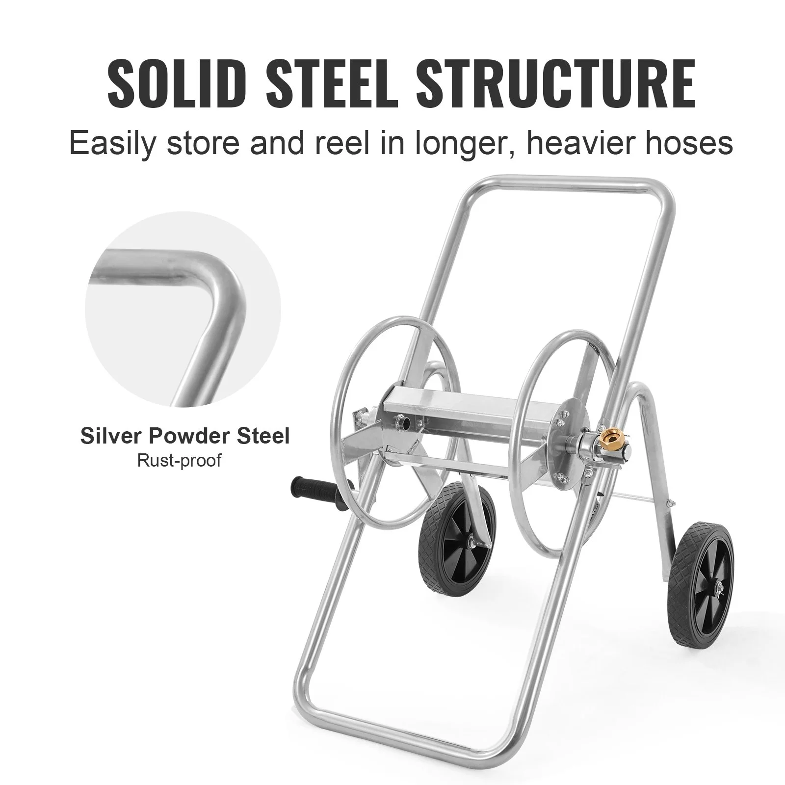 Vevor Hose Reel Cart, Hold Up to 175 Ft of Hose Hose Not Included , Garden Water Hose Carts Mobile Tools with 