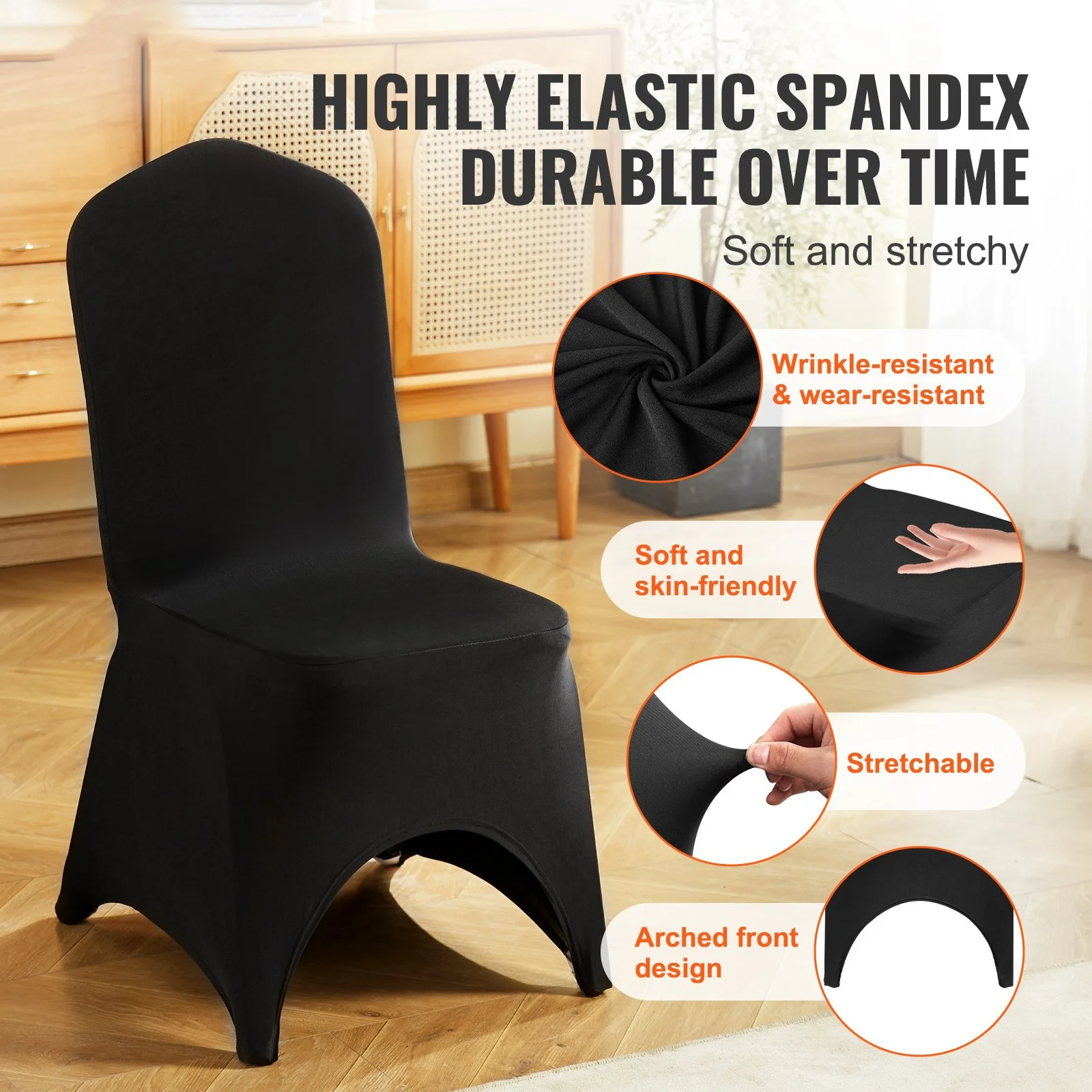 Vevor Stretch Spandex Folding Chair Covers, Universal Fitted Arched Front Cover, Removable Washable Protective