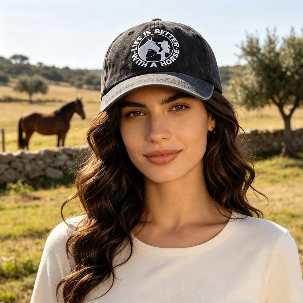 Vintage Horse Embroidered Baseball Cap for Women Horse Lovers