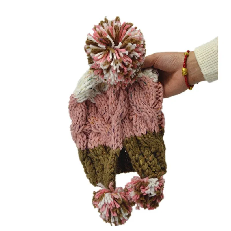 Warm 3-Color Wool Knit Beanie, Handmade for Men and Women