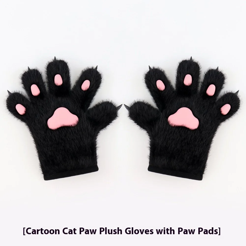 Warm Cat Paw Gloves Plush Mittens for Women