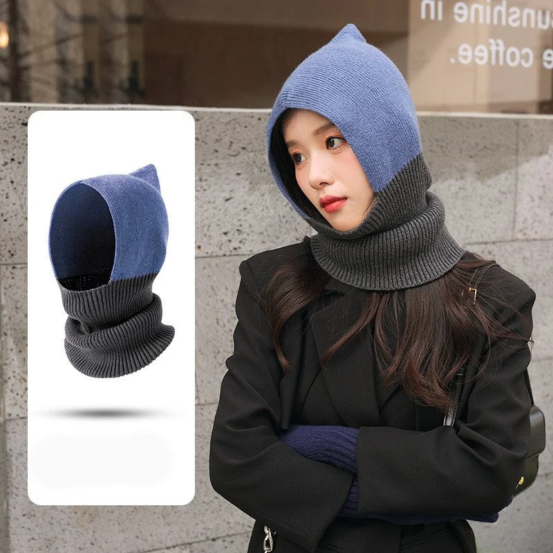 Warm Collision Color Splicing Woolen Hats for Women