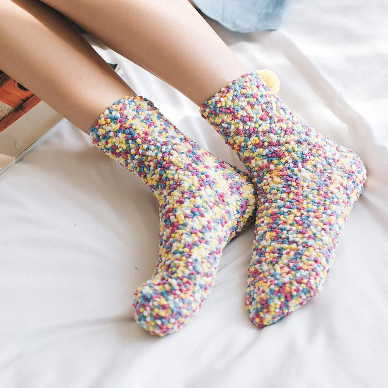 Warm Coral Fleece Sleeping Socks for Women