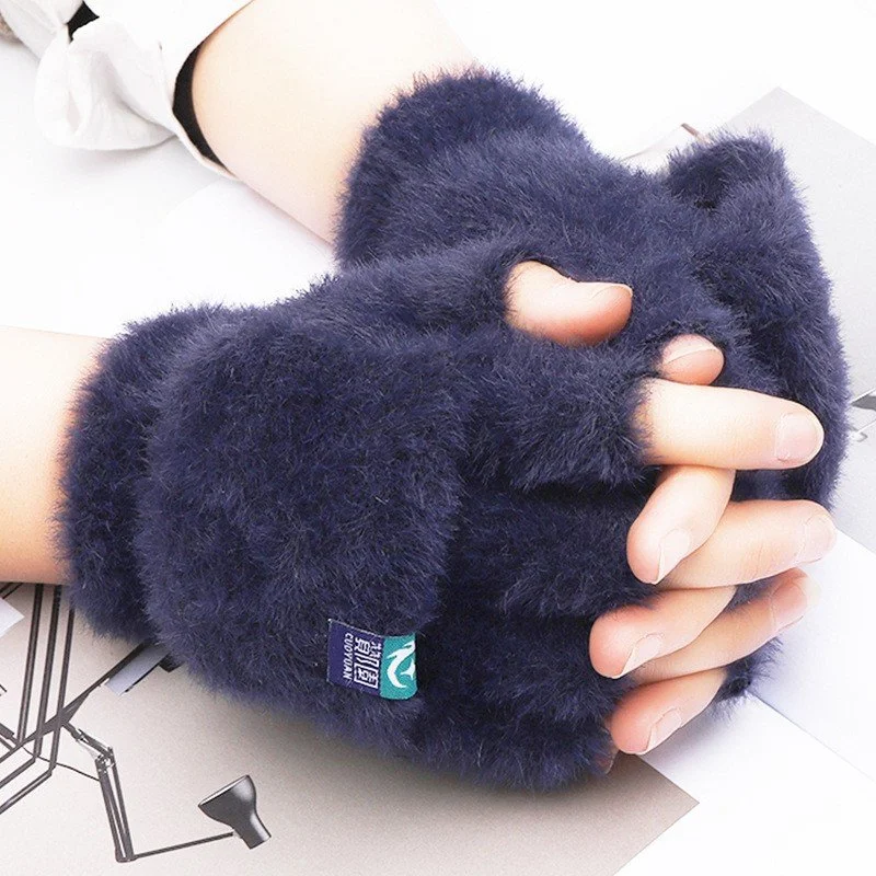Warm Exposed Finger Gloves for Women