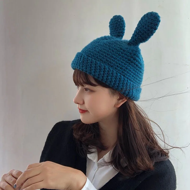 Warm Female Student Hat Soft Wool Knit Cap