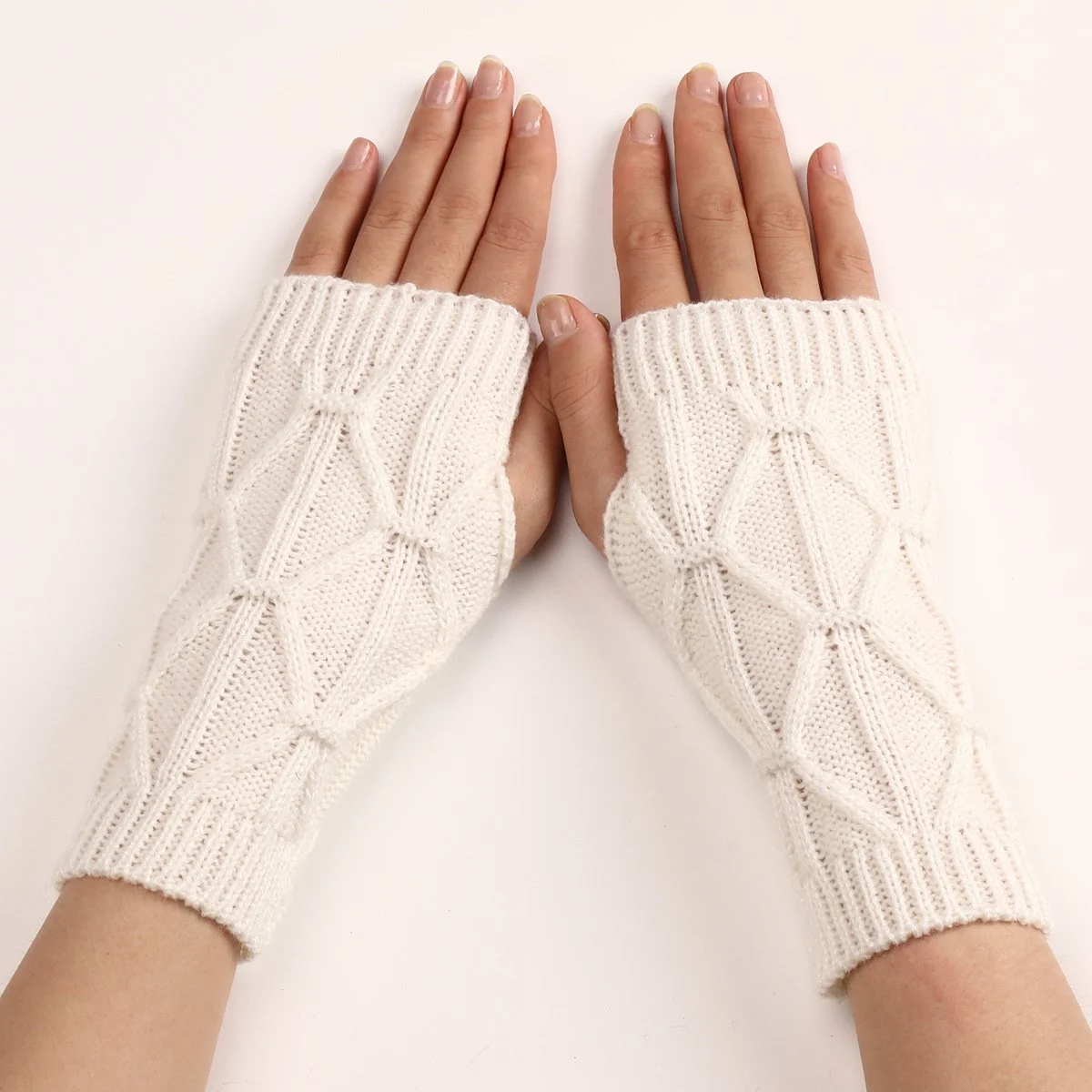 Warm Half Finger Gloves for Women - Touch Screen & Non-Slip Knitted Wool Oversleeves