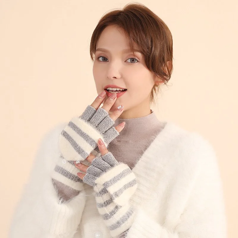 Warm Half Finger Knitting Gloves for Women
