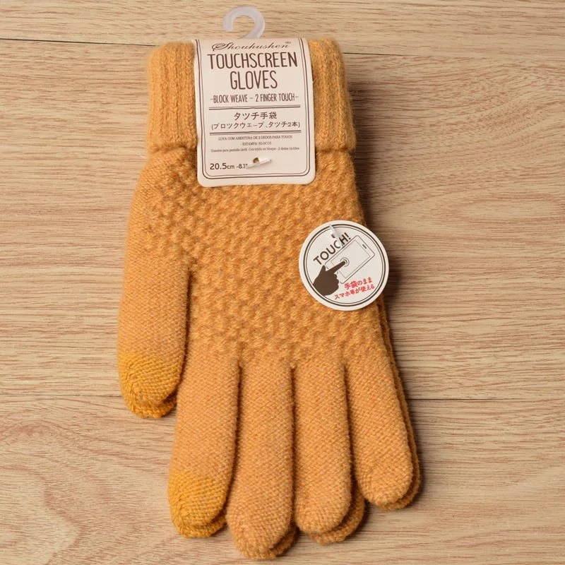 Warm Touch Screen Gloves for Women - Jacquard Knit Striped Finger Gloves