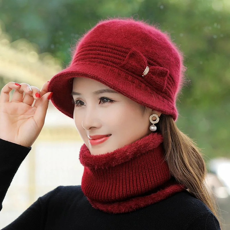 Warm Velvet Padded Wool Hats for Women