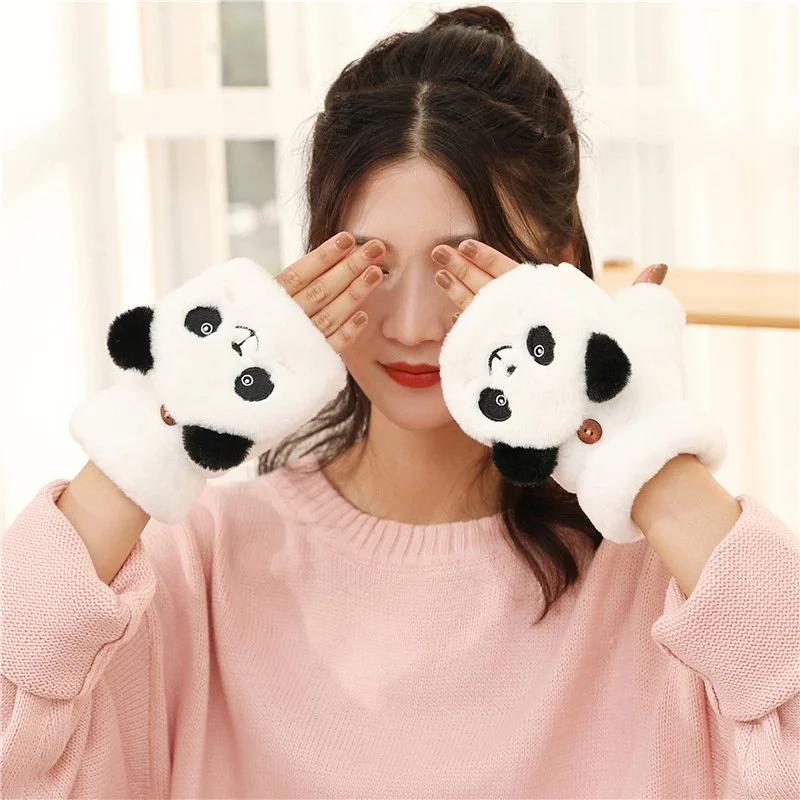 Warm Women's Half Finger Gloves for Cold Weather