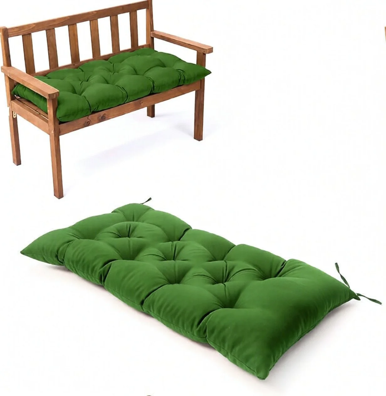 Waterproof Outdoor Bench Seat Cushion - Light Gray/Dark Green Polyester Cushion