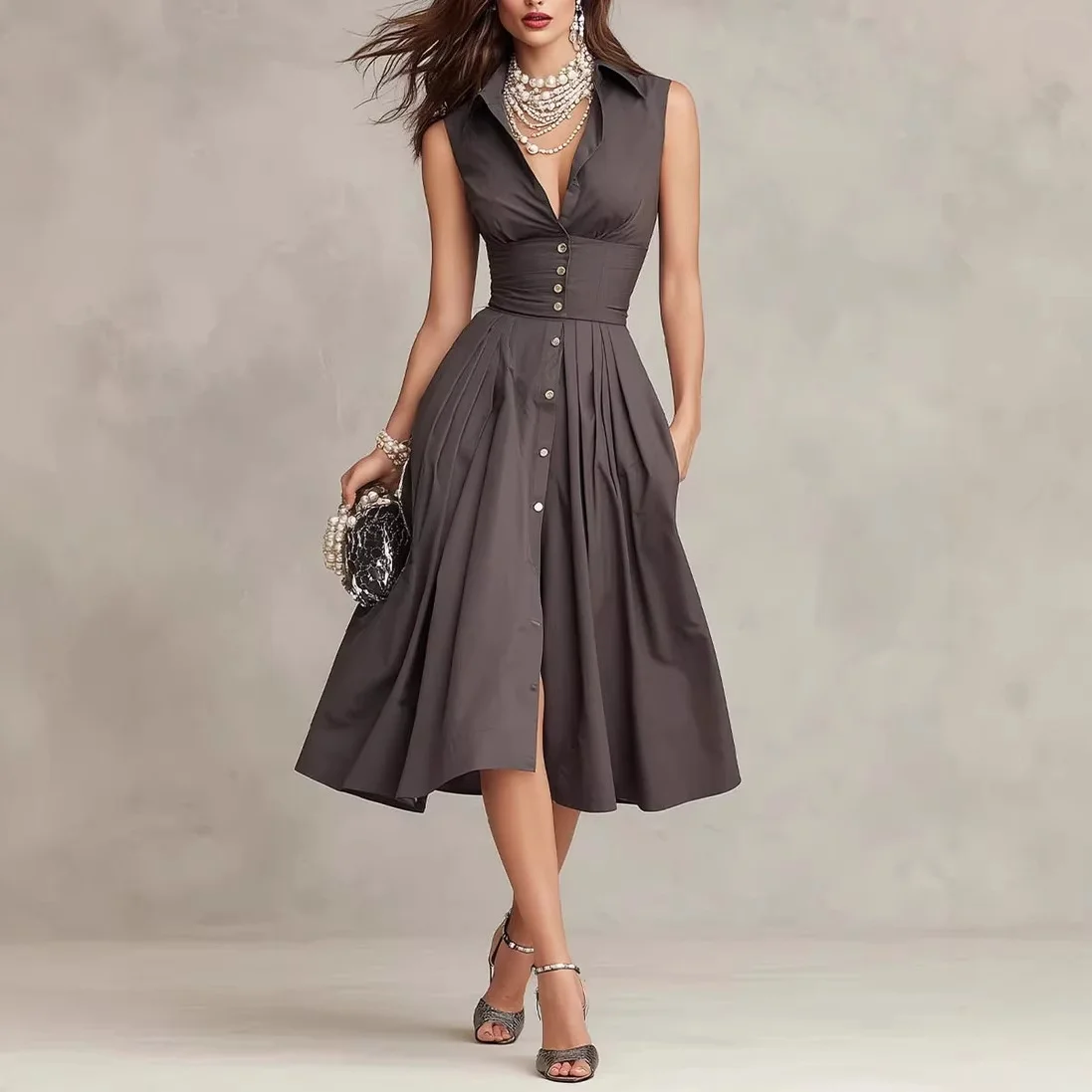 Womens Comfortable Sleeveless Elegant Dress