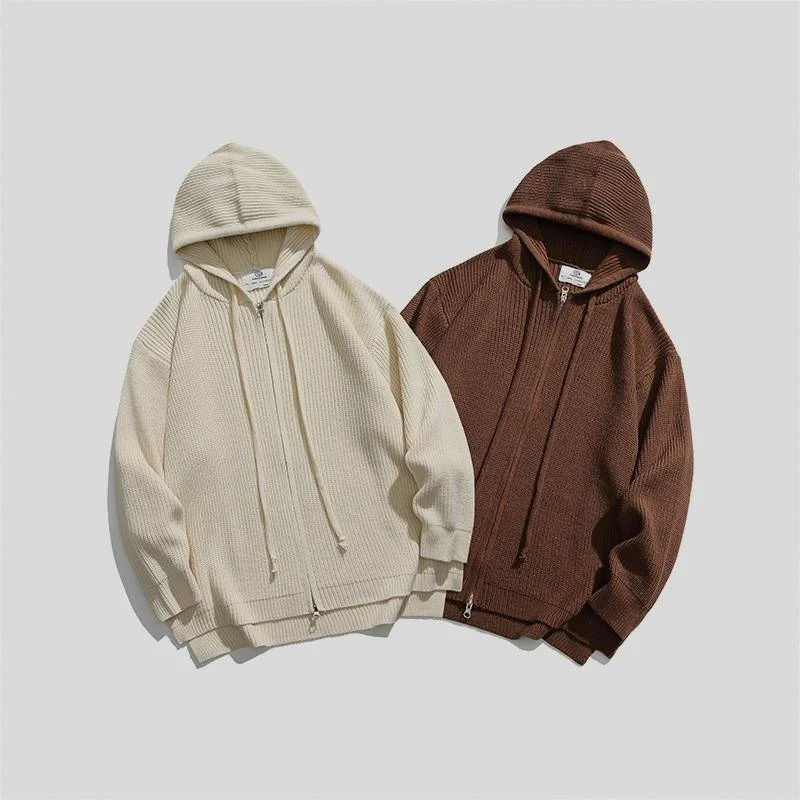 Women's Cozy Hooded Zip Knit Cardigan Sweater Coat