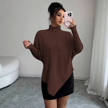 Womens Elegant Asymmetric Knitted Sweater