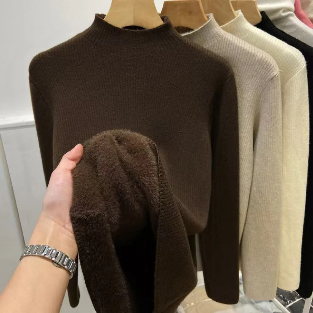 Women's Fashion Semi-turtle Neck Knitted Sweater