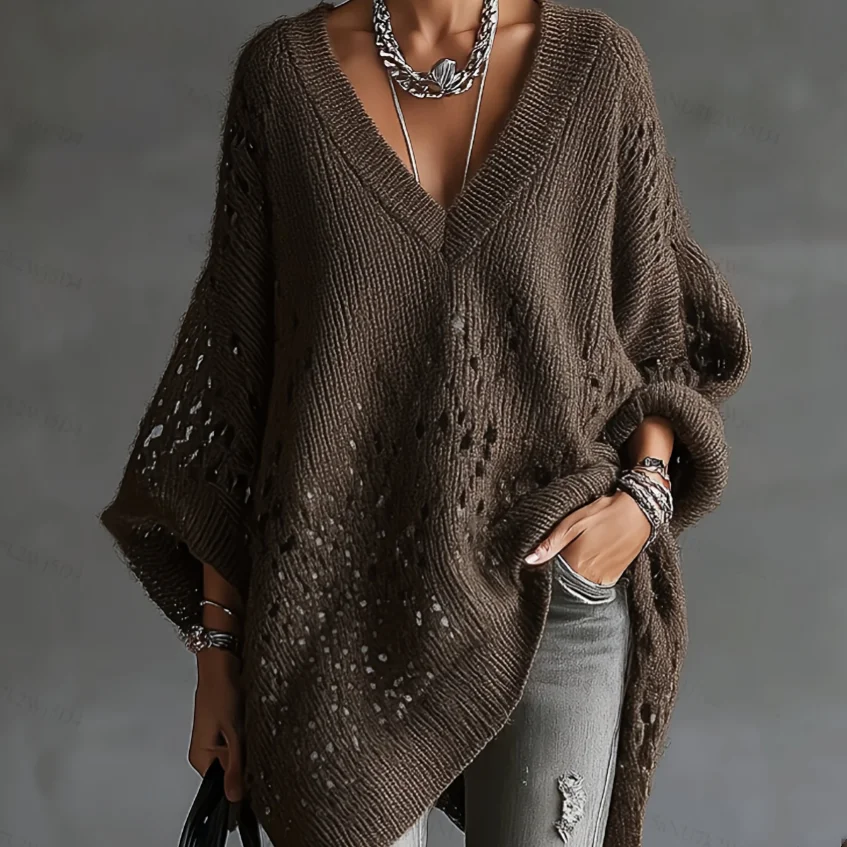 Women's Hollow Knitted Loose Pullover Sweater