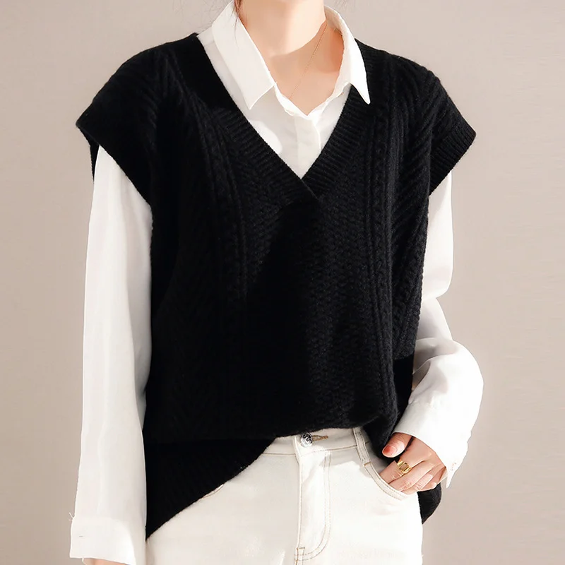 Women's Korean-style Knitted Sweater V-neck Vest