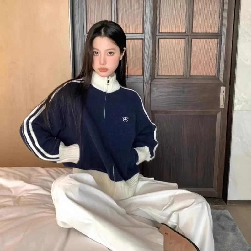 Women's Long-sleeved Stand Collar Sweater Coat