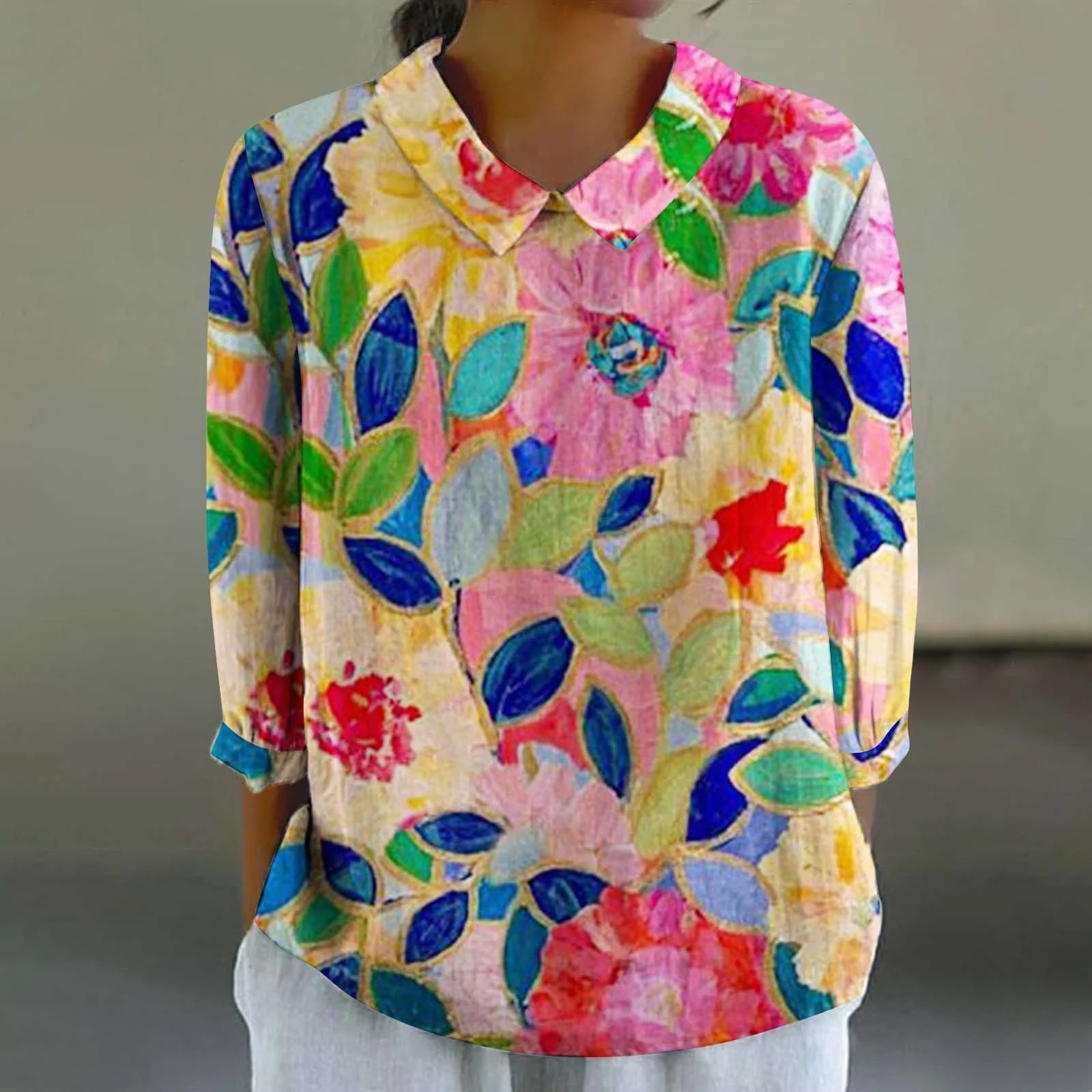 Women's Loose Casual Graffiti Print Cotton Linen Shirt