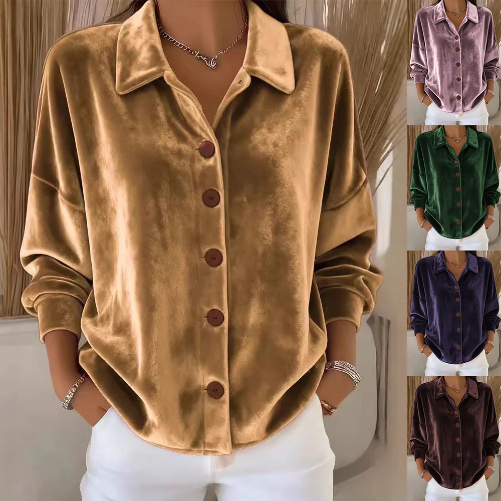 Womens Multi-Color Velvet Cardigan With Long Sleeves For Casual Wear