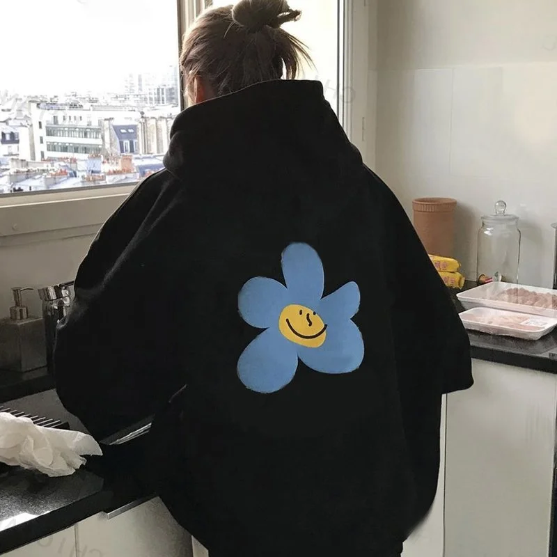 Women's Printed Relaxed-Fit Hoodie Sweatshirt
