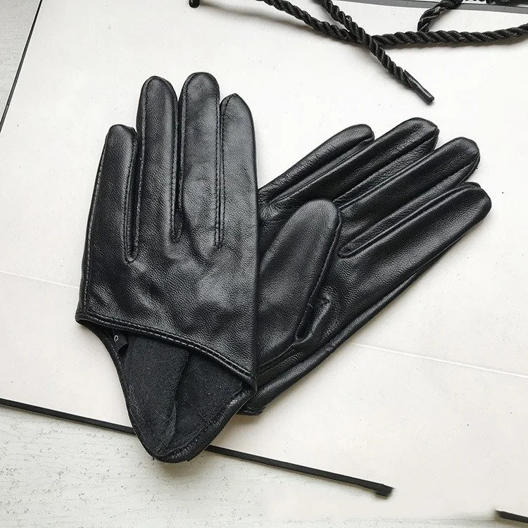 Women's Pure Leather Half-Finger Gloves