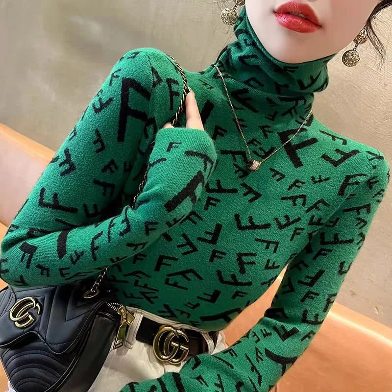 Women's Slim-Fit Turtleneck Sweater Elegant Long-Sleeve Top