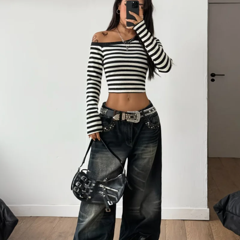 Womens Striped Long-Sleeve T-Shirt
