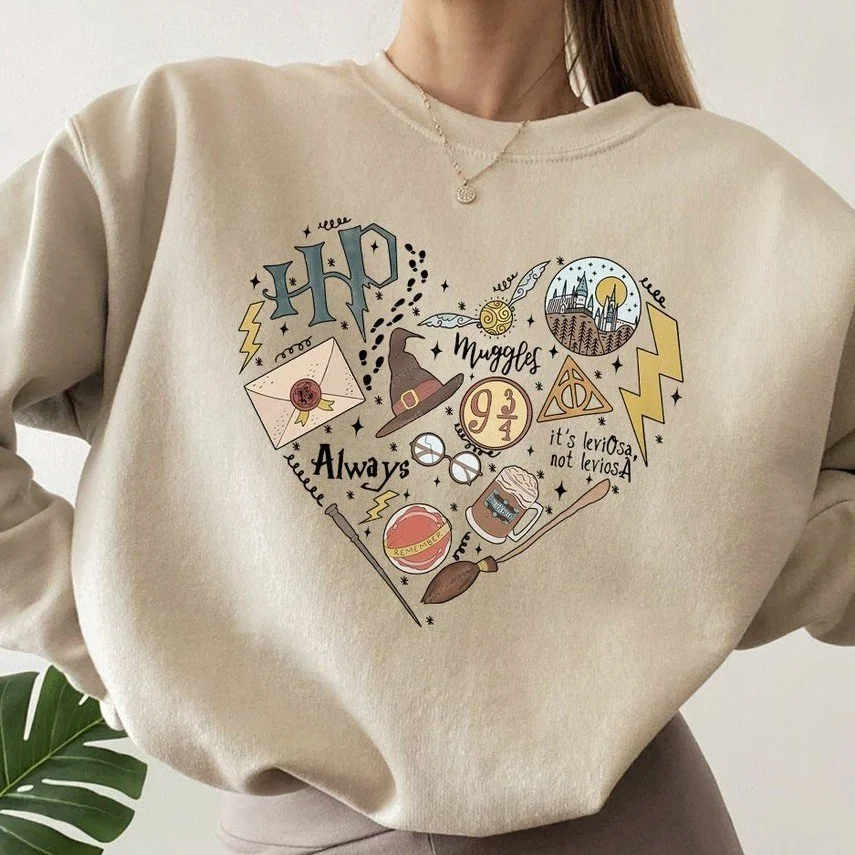 Women's Trendy Digital Print Round Neck Pullover Sweater