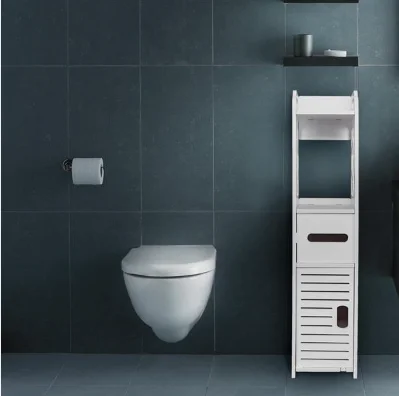Wood Plastic Panel Bathroom Shelf - White
