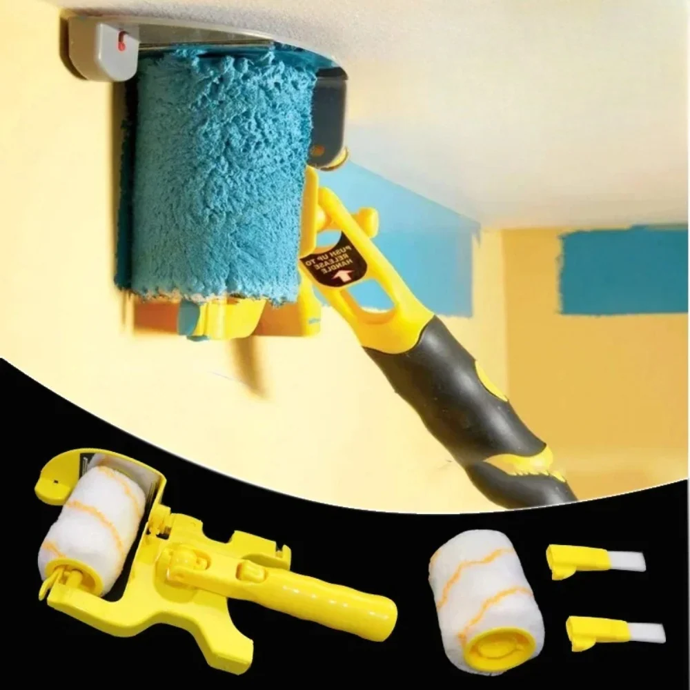 Wall painting roller set with brush and cleaning tool included