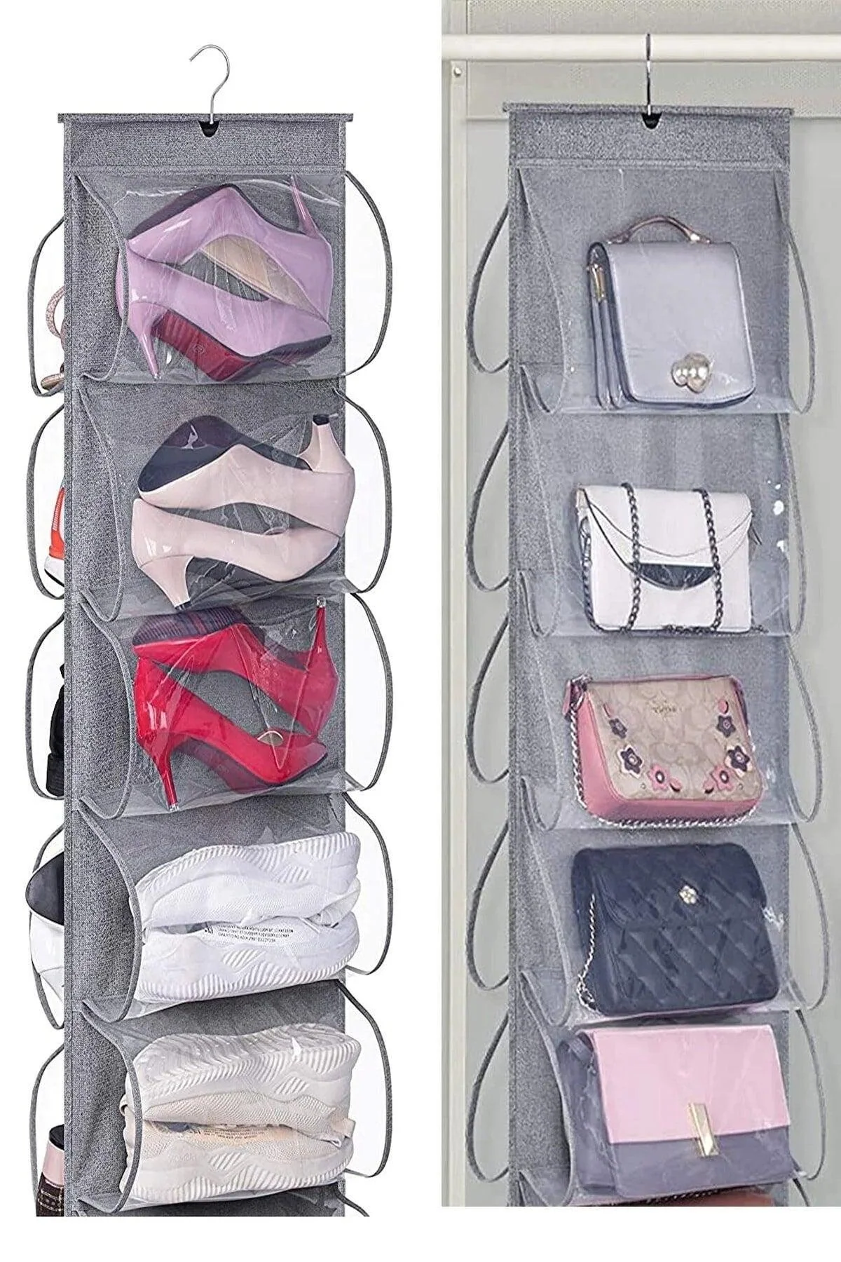 Anthracite fabric bag organizer for versatile storage