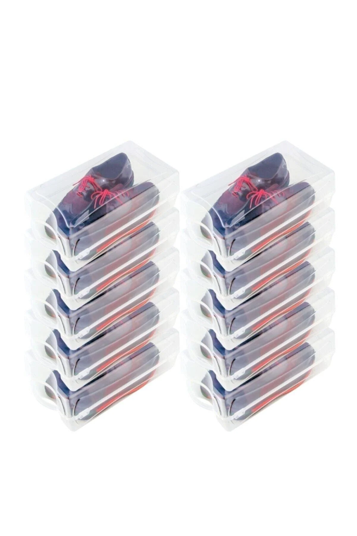 Transparent shoebox storage container set 20 x 37 x 13 cm