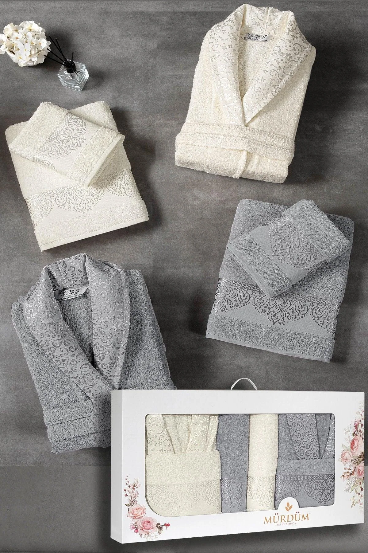 10-Piece Bathrobe Set in Jacquard Design for Family Use